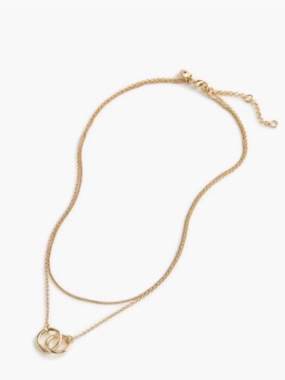 J Crew Gold Intertwined Hoops layering necklace
